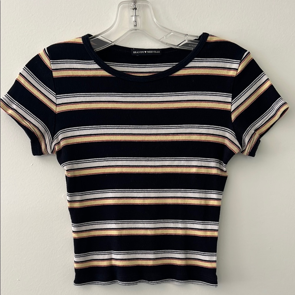 Brandy Melville Navy ribbed baby tee